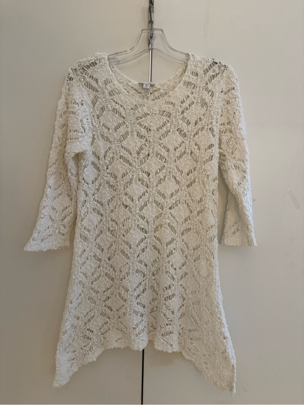 J. Jill Cream Cotton Crochet Knit Tunic Romantic Preppy Missy S